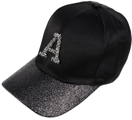 BESPORTBLE Schwarze Outdoor Baseballkappe für Damen mit Glänzendem Kristall Buchstaben Baumwolle Polyester Bequemer Sonnenschutz Modischer Schirmmütze für Camping und Alltag