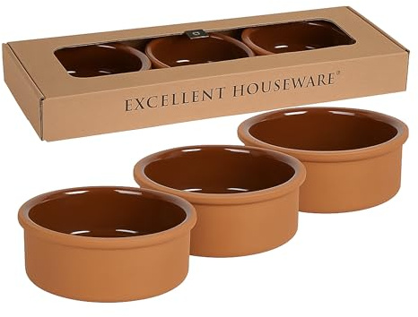 6 Tapas-Schalen aus Terrakotta im Set im Geschenkkarton Ø 11,5 cm, 250 ml Inhalt Klassisch Rustikale Schalen mit glasierter Innenseite Backofenfest Mikrowellen- & Spülmaschinengeeignet