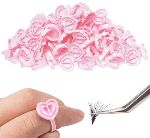 BEPSYOM 100 Pièces Anneaux Porte-Colle, Supports de Palette pour Colle Extension de Cils et Pigments de Tatouage