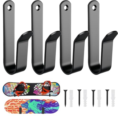 EXIN DECHEN Support Skateboard Mural, Noir, 4 Pièces