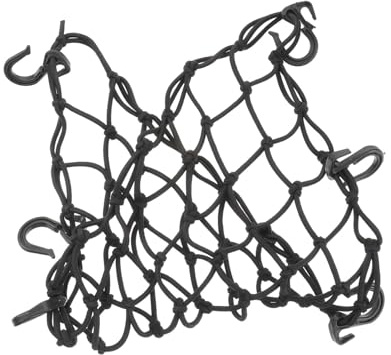 Amosfun Black Latex Thread Luggage Net 40x40cm for Car and Motorcycle, Elastic Fuel Tank Mesh Cargo Net Bungee Cord for Secure Travel Storage