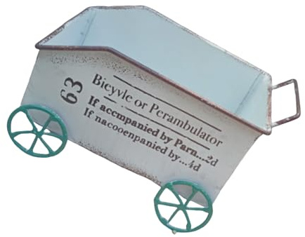 LLHCF Blumenwagen, klein, modern, platzsparend, Dekoration, Metall-Schubkarre, Pflanzenständer für Außen, Innenbereich, Garten, Hof, Balkon, Innen- und Außenbereich, Metall-Pflanzgefäß