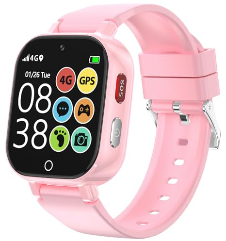 Alutoria 4G Montre Connectée Enfant-Smartwatch pour Filles Garçons avec GPS et Appel Vidéo Chat SOS Jeux Mode Classe Podomètre Réveil- Montre Enfants pour 5-13 Ans Rose Clair