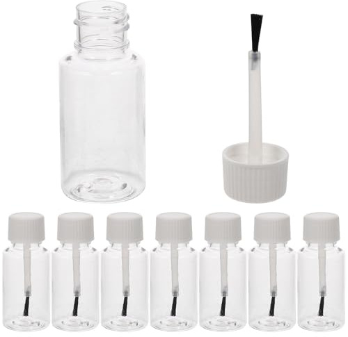 ABOOFAN 8 Botellas De Esmalte De Uñas Vacías con Pincel Botella De Barniz De Uñas Reutilizable para Aceites Esenciales Manicura Y Viajes TamañO 2.55X0.98X0.98In Blanco