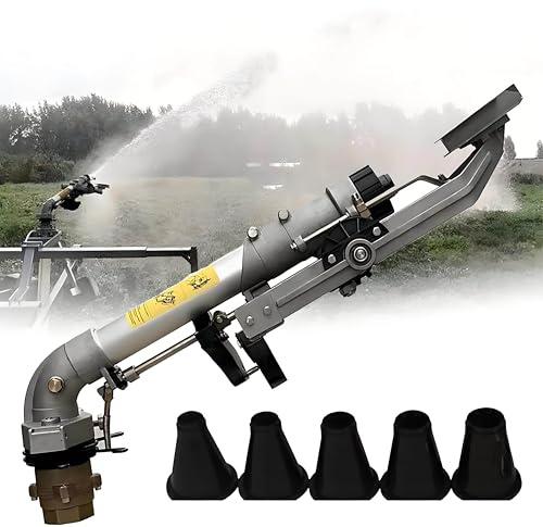 Aspersor de riego agrícola, aspersor giratorio de 360° para áreas grandes, aspersor automático de 5 cm con cañón de lluvia para polvo de pasto, riego agrícola y eliminación de polvo industrial.