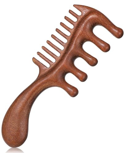 Wooden Scalp Massager Comb, Natural Wooden Scalp Comb for Men & Women, Wide Tooth Hair Care & Relaxation Tool, Elderly Friendly Design