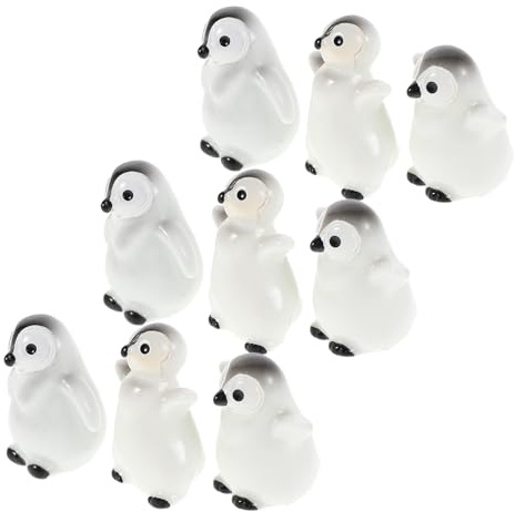 SEWACC 9 Stück Kleiner Pinguinfiguren aus Kunstharz mit Realistischer Textur Charmant für Winterliche Schneeszenen für Wohnzimmer und Kinder