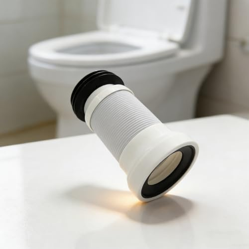 Tubo di scarico telescopico per WC in polipropilene con nervature rinforzate e filo di acciaio integrato per un trasporto affidabile dei rifiuti