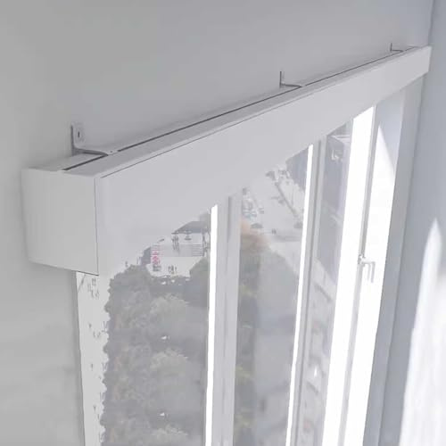 3 till 7 m ain järnvägsspår för vägg, metalllåda kapppanel, badrum lägenhet integritet stänger, burspråksfönsterstång set (vit, 430 cm/14,1 fot)