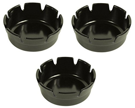Set of Three Black Plastic Ashtrays-Deep Well-Resturant/ Bar-4Diameter