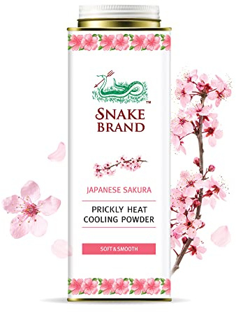 Snake Brand Prickly Heat Cooling Powder for Everyday Use - Anti-Chafing, Heat Rash Relief, Soft Sakura Scent (9.9 Oz / 280g)