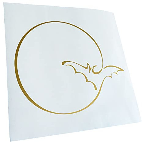 Kiwistar - Autoaufkleber - gold - 60 x 51 cm - Mond mit Fledermaus - Heckscheibenaufkleber Auto Aufkleber wetterfest für Kfz LKW Mofa Truck - Sticker außen selbstklebend Tuning Zubehör für Fenster