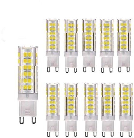 OUGEER 10er Pack G9 LED Lampe, Kein Flackern, (7W, Ersetzt 65W Halogen), 650LM, Kaltweiß 6000K, G9 LED Leuchtmittel Birne
