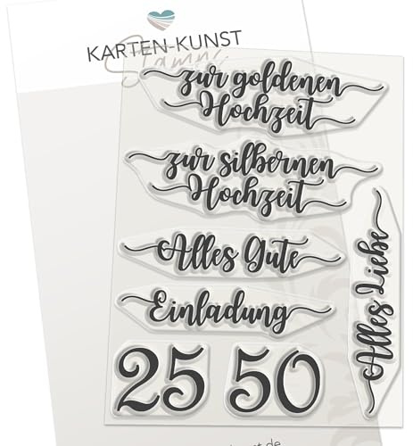 Karten-Kunst Clear Stamp-Set Stempel-Gummi silbernen und goldenen Hochzeit