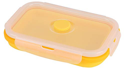 Zusammenklappbarer Vorratsbehälter für Lebensmittel - Silikon-Brotdose Bento-Boxen Faltschüssel Lebensmittel-Brotdose, mikrowellen-, spülmaschinen- und gefrierschrankgeeignet, 500 ml