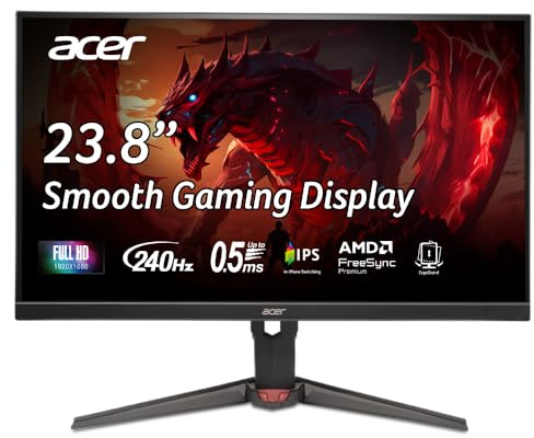 Acer Nitro XV240YW3 Gaming Monitor 24 Zoll (60,5 cm) Full HD 240Hz | 24 Zoll (60,5 cm Bildschirm) Full HD, 240Hz, bis zu 0.5ms (GtG), HDMI 2.0, DP 1.4, höhenverstellbar, Pivot