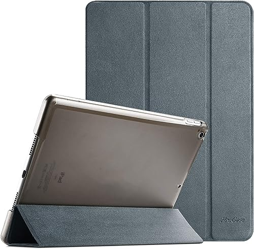 ProCase Hülle mit Wildleder Berührung für iPad 10.2 Zoll 2021 9th /2020 8th /2019 7th Gen, Dreifach Faltbar Klapp Schutzhülle Case,Ultra Dünn Leicht Ständer Smart Cover -Grau