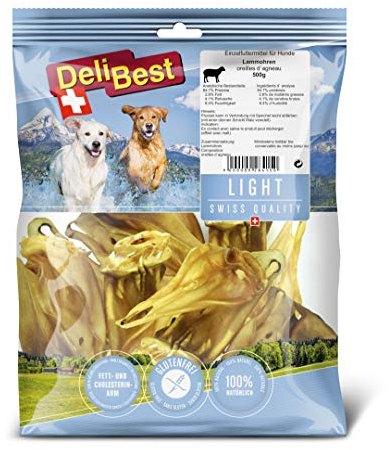 DeliBest Light Lammohren I Kausnack zur Zahnreinigung I Hundesnacks getreidefrei I Hundekauartikel I natürlicher Hunde Zahnsteinentferner I Hundezahnpflege Snack 500g