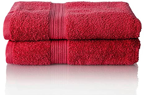 ALCLEAR Komfort frottéhandduk set absorberande av 100% ekologisk bomull, frottéserie i 6 färger och 5 storlekar, färg: röd, 2 x duschhanddukar 70 x 140 cm