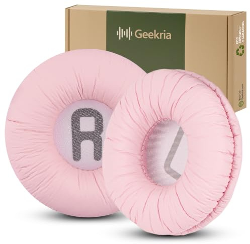 Geekria NOVA Leatherette Replacement Ear Pads Compatible with JBL JR300/300BT, T450BT/ T500BT, Tune 500/500BT/ 510BT/520BT Headphones Ear Cushions, Repair Parts with Video Guide (Pink)