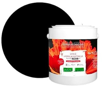 BOX DECO COULEURS Pittura naturale ecologica per interni esterni effetto raso Natura - 2,5 l/33 m² [classe energetica A+], nero
