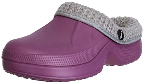 Brandsseller Zoccoli invernali da donna con inserto in maglia, foderati in pelliccia calda, bacca, 37 EU