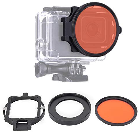 Filtro de Buceo para Cámara de Acción Filtro de Fotografía Submarina de Vidrio óptico de 58 Mm Filtro de Buceo Rojo con Lente Macro 16X, para Varios Videos y Fotografías