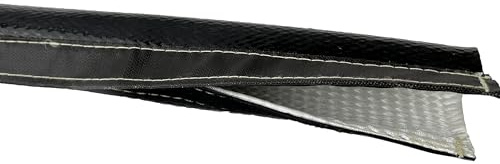 1 ID Fire Wrap 25 Length Heat Shielded Protection Sleeve Fire Thermo Armor Silicone Coated Fiberglass Hose 2 feet Length for Wires, Hoses, etc. (with Hook and Loop Closure)