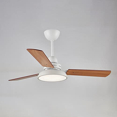 SKYLYZH Deckenventilator mit Beleuchtung und Fernbedienung, 106 cm Lüfter Lampe, 3 Geschwindigkeiten, 3 Klingen, 3 farbvariablen Lichtern, Zeitsteuerung, für Schlafzimmer Wohnzimmer-White