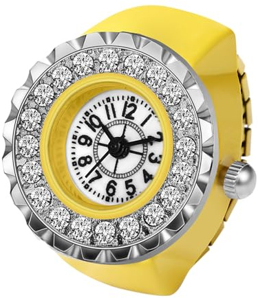 JewelryWe Ringuhr Fingeruhr Herren Damen rund Analog Quarz Elastisch Legierung Ring Uhr Uhrenring