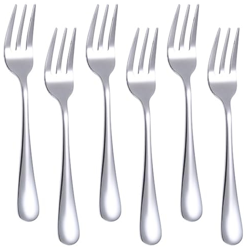 6 Stück Kuchengabel,Dessertgabeln Edelstahl Set,Edelstahl Gabeln, Spülmaschinenfest,Tafelgabeln,Obstgabel,Spiegelpoliert Gabeln, geeignet für Konditoreien,Restaurants,Bars,Haushalte,Kantinen-14cm
