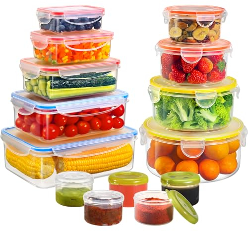 YASHE 28 Pezzi Contenitori Ermetici per Alimenti, Senza BPA Contenitore Plastica con Coperchio, Contenitori Cucina Organizer per Dispensa, Credenza, Sicuro nel Microonde e Lavastoviglie