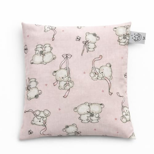 Naturcraft Kirschkernkissen mit tauschbarem Kissenbezug (15x15 cm) (Rosa2)