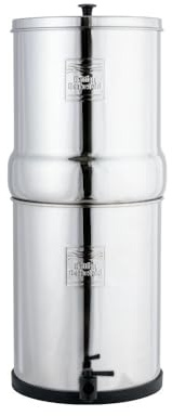 British Berkefeld Système De Filtration D'eau Par Gravité En Acier Inoxydable De 12 Litres | Incl. 2 cartouches Ultra Fluoride | Une eau propre et délicieuse |Pas d'électricité ni de plomberie