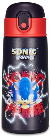 Seven Borraccia Termica Borraccia SONIC, Blu Rosso - per Bambini con Cannuccia 460 ML No BPA - Asilo, Scuola Elementare - Acciaio Inox, Mantenimento Temperatura fino a 24h