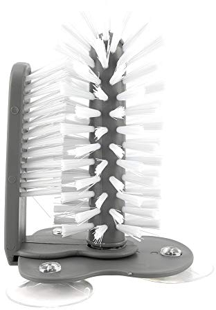 Glass Washer Brush Cleaner,Standing Bottle Cup Brush Cleaner,360 Degree Glass Cup Brush Cleaner with Suction Cups,Bar Kitchen Cleaning Tool