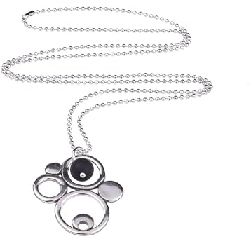 Adi-Modeschmuck Lange Halskette 'Ava', ausgefallener Metallanhänger mit einer farbigen Akzentperle aus italienischem Polaris, 70cm lange Kugelkette aus Edelstahl, handgefertigt in Berlin (Schwarz)