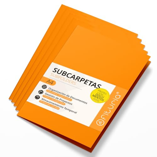 Schnellhefter Pappe A4, Mappen für Dokumente 180g, Klassifizierungsmappe für Unterlagen, Packung mit 50 Stabilen Schnellheftern in Verschiedenen Farben für Büro und Archivierung - Ofituria (Orange)