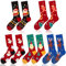 Lot De 5 Chaussettes Ambiance De Noël, Chaussettes De Noël, Chaussettes Mignonnes Avec Motif De Noël, Chaussettes Colorées Avec Motifs Amusants, Chaussettes De Noël Mi-Longues, Unisexe