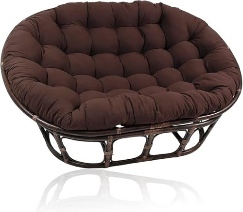 Papasan-Kissen, Doppel-Papasan-Kissen, Hängekorb-Stuhlkissen, übergroßes Doppel-Papasan-Stuhlkissen, weiches, dickes Schaukel-Papasan-Stuhlkissen, for drinnen und draußen (Größe: 170 x 120 cm)(Coffee