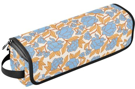 2 in 1 Hair Tools Organizer and Heat Resistant Mat Dustproof Travel Hair Straightener Bag for Curling Iron Straightener Flat Hair Dryer, Ethnic Bohemia Blue Floral Fall Women Essentials