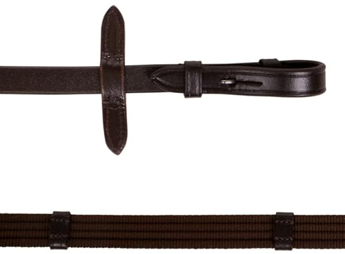 ARBO-INOX Gurtzügel Zügel Schnellverschluss mit Klettband Textilzügel Edelstahlschnallen braun oder schwarz (Braun, Full)