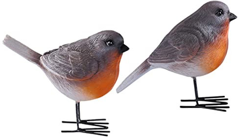 Cabilock 2stücke Deko-Vogel Statue Aus Resin Realistische Vogelfigur Für Garten Und Innenräume Nostalgische Dekoration Für Büro Und Blumenbeete Vivid Bird Decor