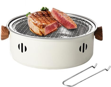 Petit Barbecue Au Charbon De Bois, Barbecue Au Charbon De Bois En Acier Inoxydable Avec Manche En Bois Et Maille, Barbecue De Table Au Charbon De Bois Pour Barbecue De Camping Intérieur Et Extérieur