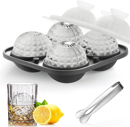 Eiswürfelform, FainFun 3D Silikon Eiswürfelformen mit Deckel, für Cocktails und Whisky, Zur Herstellung von Eiswürfeln, Pralinen, Fudge, Seifen (1, Grau, 4Y)