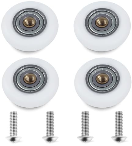 Oualhoo 27mm Shower Door Rollers Replacement Part, 304 Stainless Steel Shower Door Wheels Runners, Bathroom Sliding Track Wheels, 4PCS