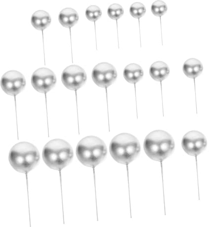 Ciieeo 20pcs Round Cake Topppers Cupcake Ornament Silver Cake Picks Simple Unique Baking Decoration Accessories for Birthday Party