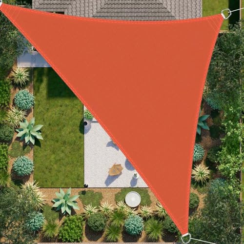 SRHIMEOS Telo Ombreggiante Triangolare per Esterno 4x4x4m, Impermeabile Tende a Vela per Terrazzo, 95% UV Tende da Sole Respirante, Vela Parasole Giardino Balcone Antipioggia