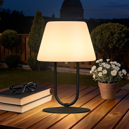 MALUX Lampe de table, lampe de chevet sans fil, Lampe de table d'extérieur, IP44 étanche, lampe de table sans fil rechargeable