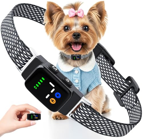 Feycig Collar Antiladridos para Perros - Collar Adiestramiento con 7 Niveles de Sensibilidad Ajustables, Recargable 3 Modos de Eficiente, Impermeable IP67 Cuello Perros Pequeños y Grandes (Gris)